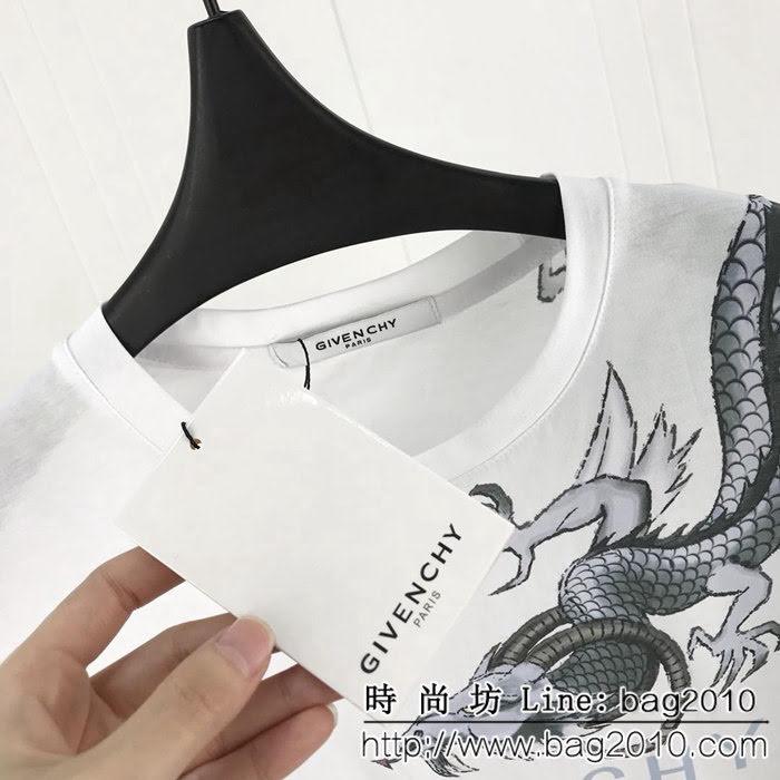 GVC紀梵希 19早春新款 蛟龍印花 雙股絲光棉 男款短袖 ydi1541